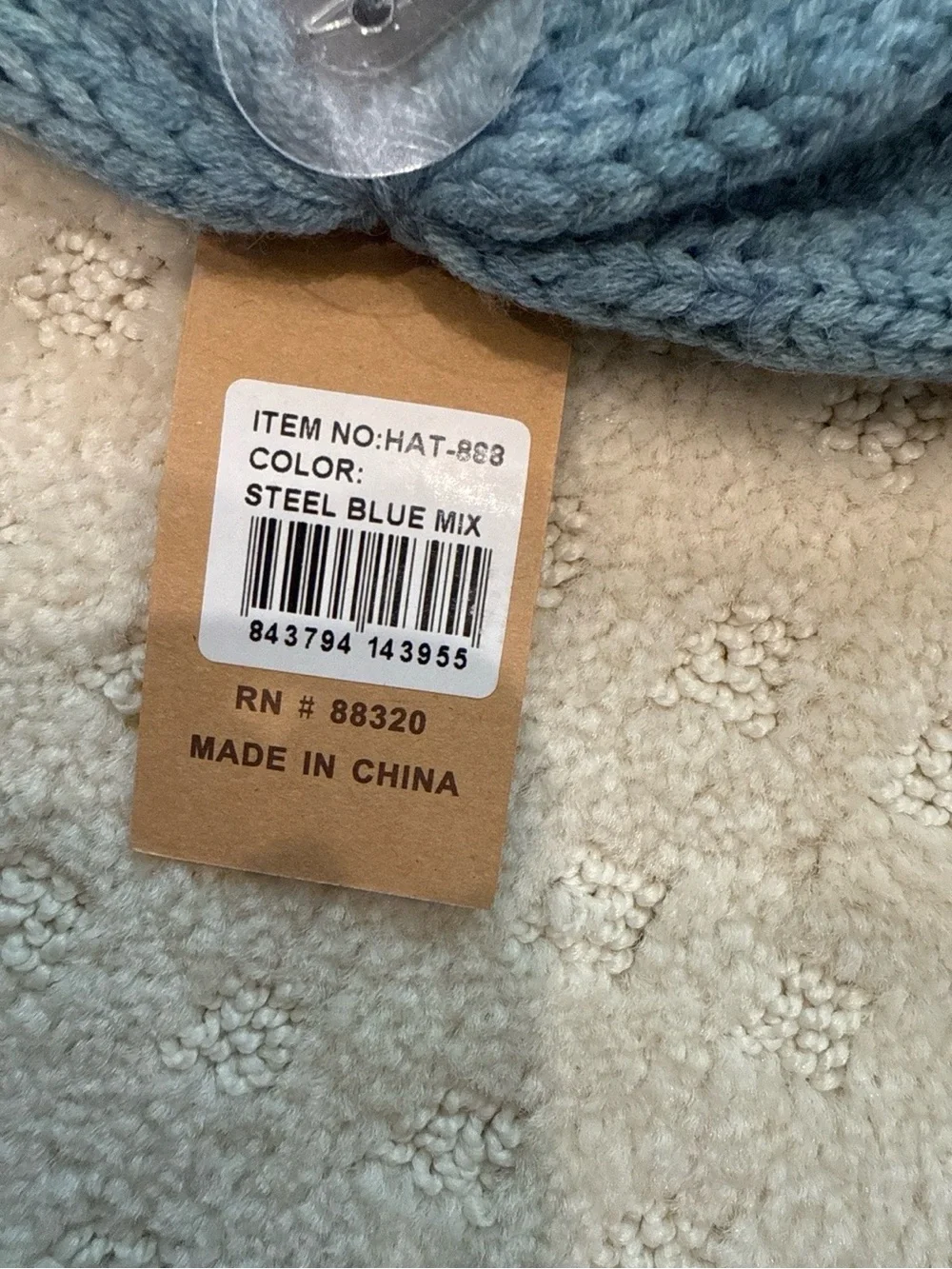 C.C Steel Blue Ribbed Knit Beanie Hat NWT